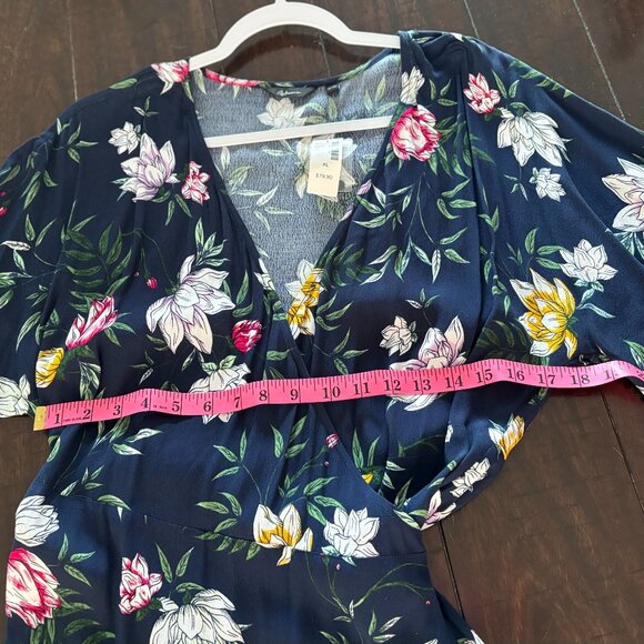 NWT Navy Floral Wrap Midi Dress Sz XL from Reitmans - Picture 3 of 4